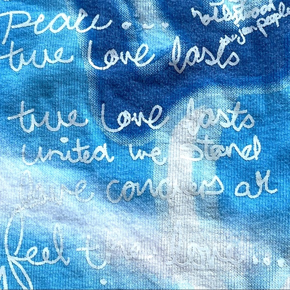 VINTAGE HOLLYWOOD ONE LOVE GRAPHICS BLUE & WHITE SHIRT SIZE SMALL - Picture 6 of 7